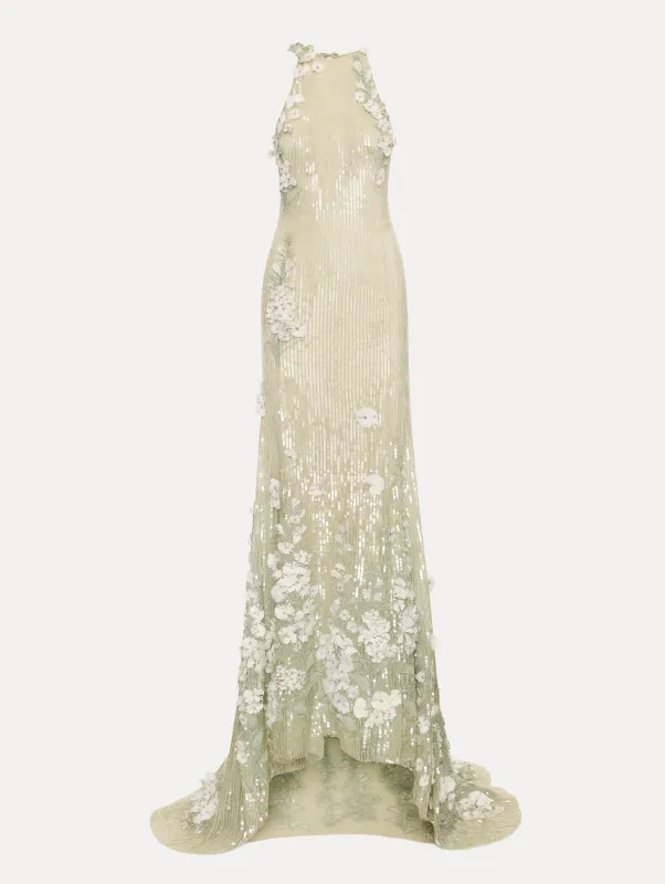 Foxglove Embroidered Sequin Tulle Gown sold by Oscar de la Renta