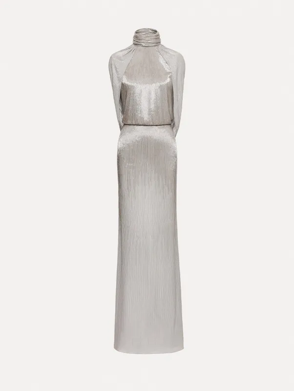 Bugle Bead Lamé Draped Gown made by Oscar de la Renta