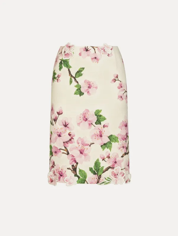Cherry Blossom Tweed Pencil Skirt made by Oscar de la Renta
