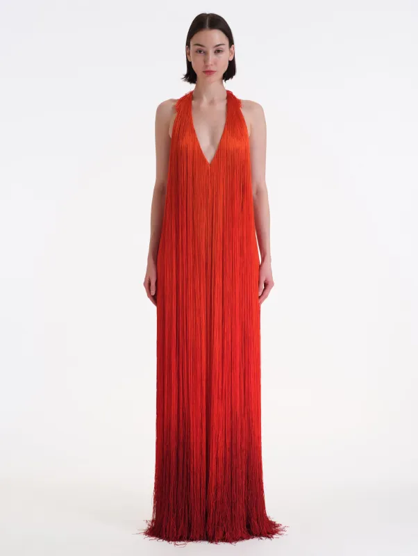 Ombré Silk Fringe Gown made by Oscar de la Renta