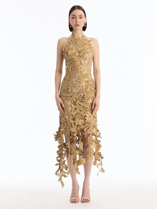 Corded Floral Cocktail Dress made by Oscar de la Renta