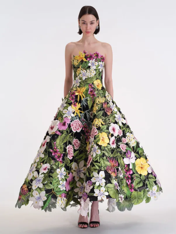 Dominican Mixed-Floral Guipure Gown sold by Oscar de la Renta