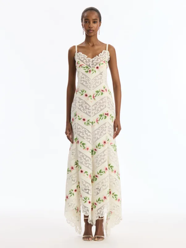 Chiné Hibiscus Striped Cotton Poplin Dress made by Oscar de la Renta