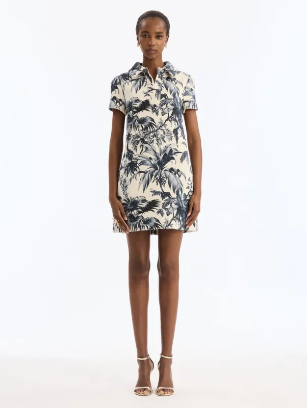 Chiné Palm Leaves Shift Dress sold by Oscar de la Renta
