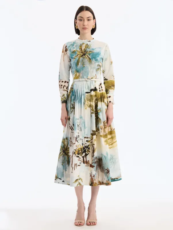 Dominican Landscape Cotton Poplin Dress made by Oscar de la Renta