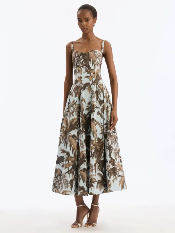 Chiné Palm Leaves Cotton Poplin Dress sold by Oscar de la Renta