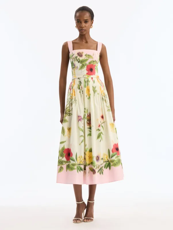 Dominican Mixed-Floral Cotton Poplin Dress sold by Oscar de la Renta