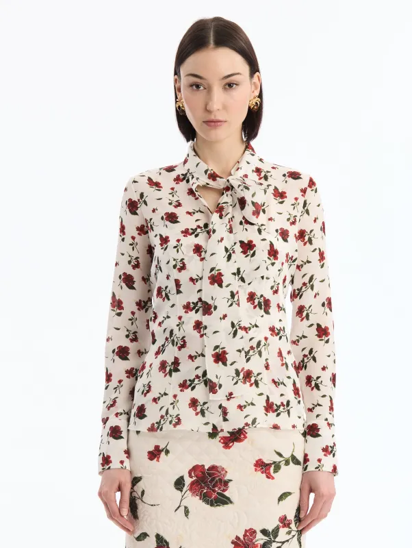 Hibiscus Silk Blouse sold by Oscar de la Renta