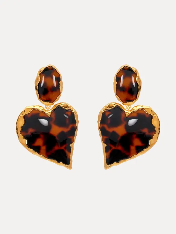 Heart Tortoise Stone Clip-On Earrings sold by Oscar de la Renta