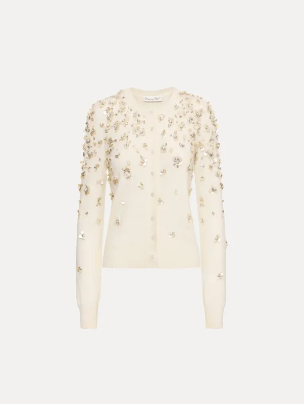 Mother of Pearl Embroidered Cardigan sold by Oscar de la Renta