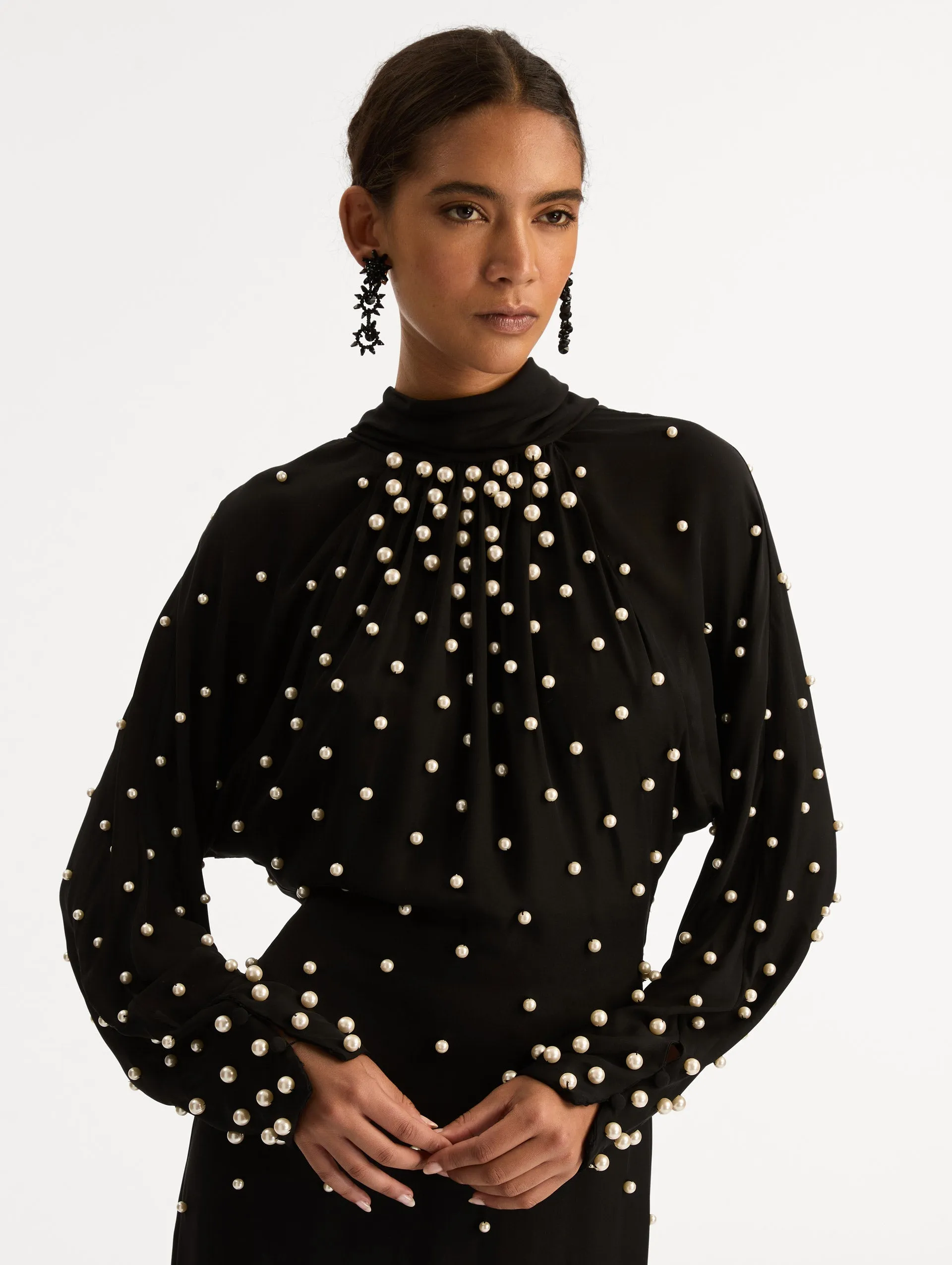 Pearl Cluster Georgette Dress sold by Oscar de la Renta product image thumbnail 5