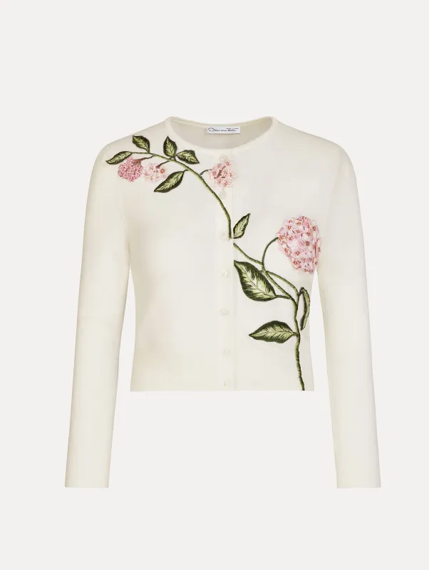 Porcelain Flower Threadwork Cropped Cardigan sold by Oscar de la Renta