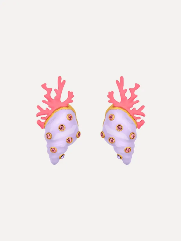 Enamel Seashell and Coral Earrings sold by Oscar de la Renta