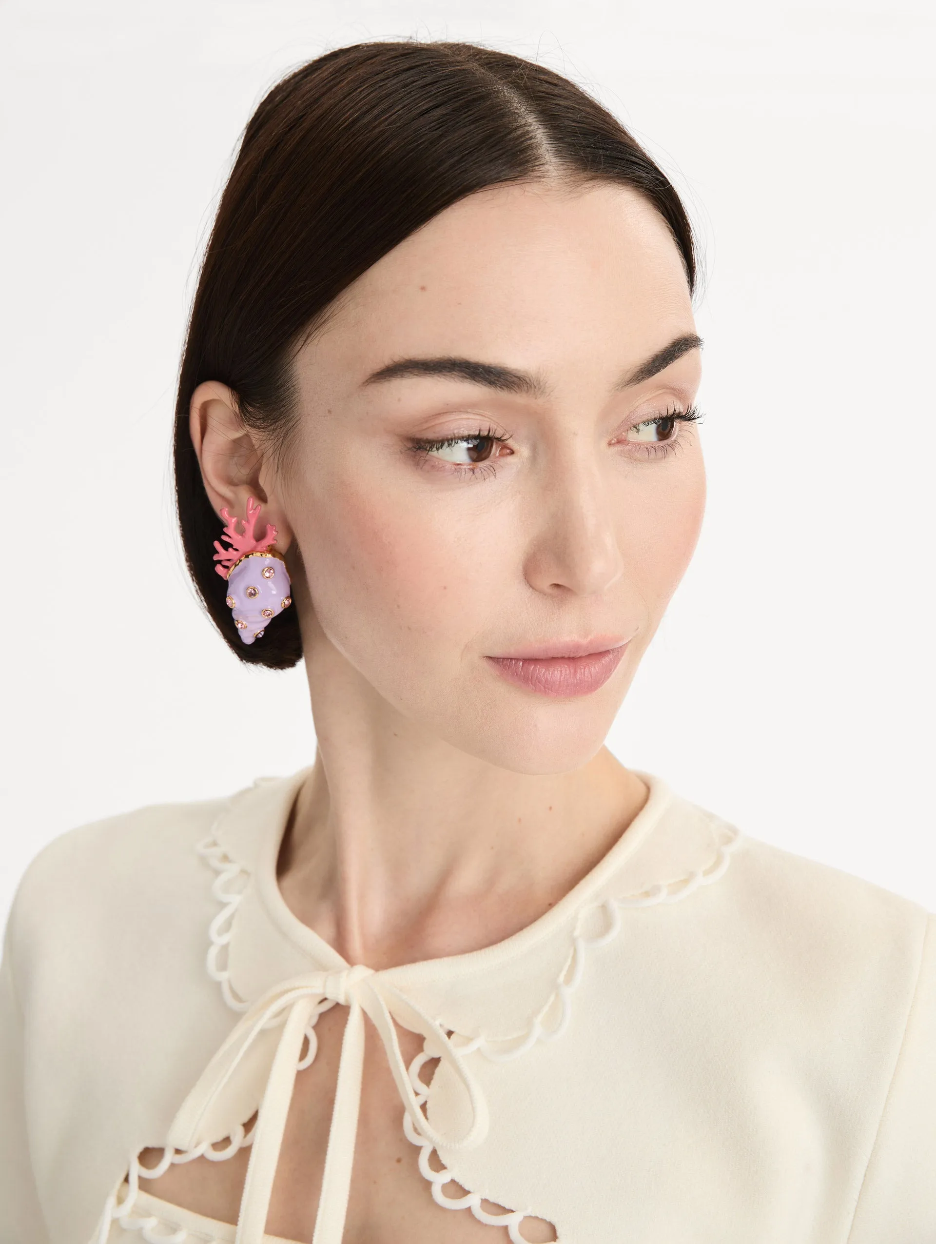 Enamel Seashell and Coral Earrings sold by Oscar de la Renta product image thumbnail 2