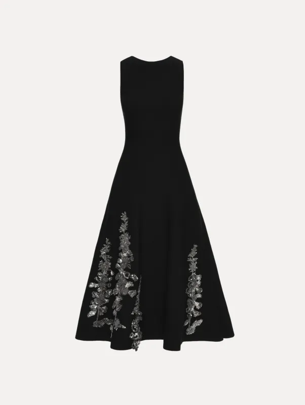 Foxglove Sequin Embroidered Knit Dress made by Oscar de la Renta
