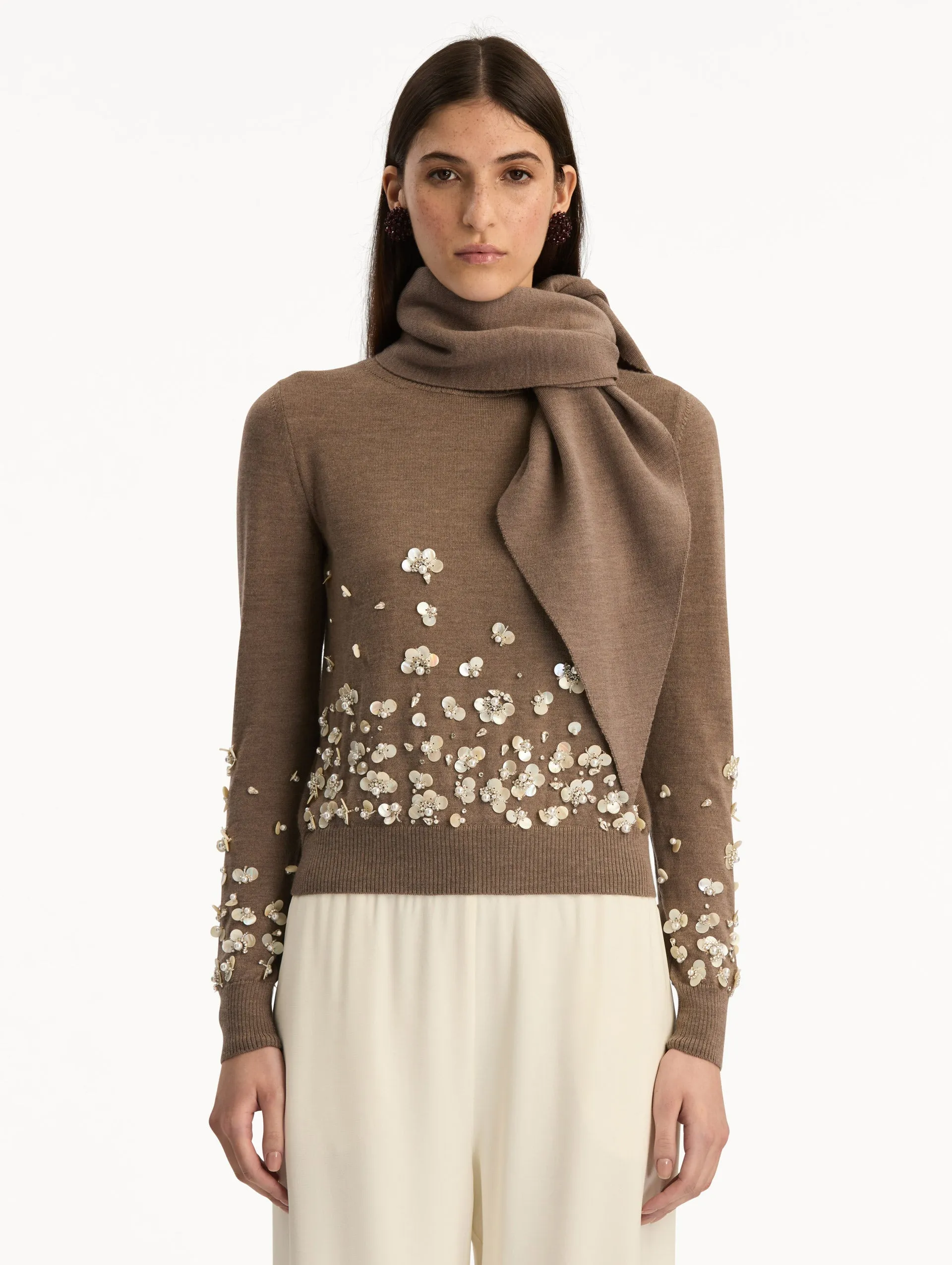 Mother of Pearl Embroidered Pullover with Scarf sold by Oscar de la Renta product image thumbnail 2