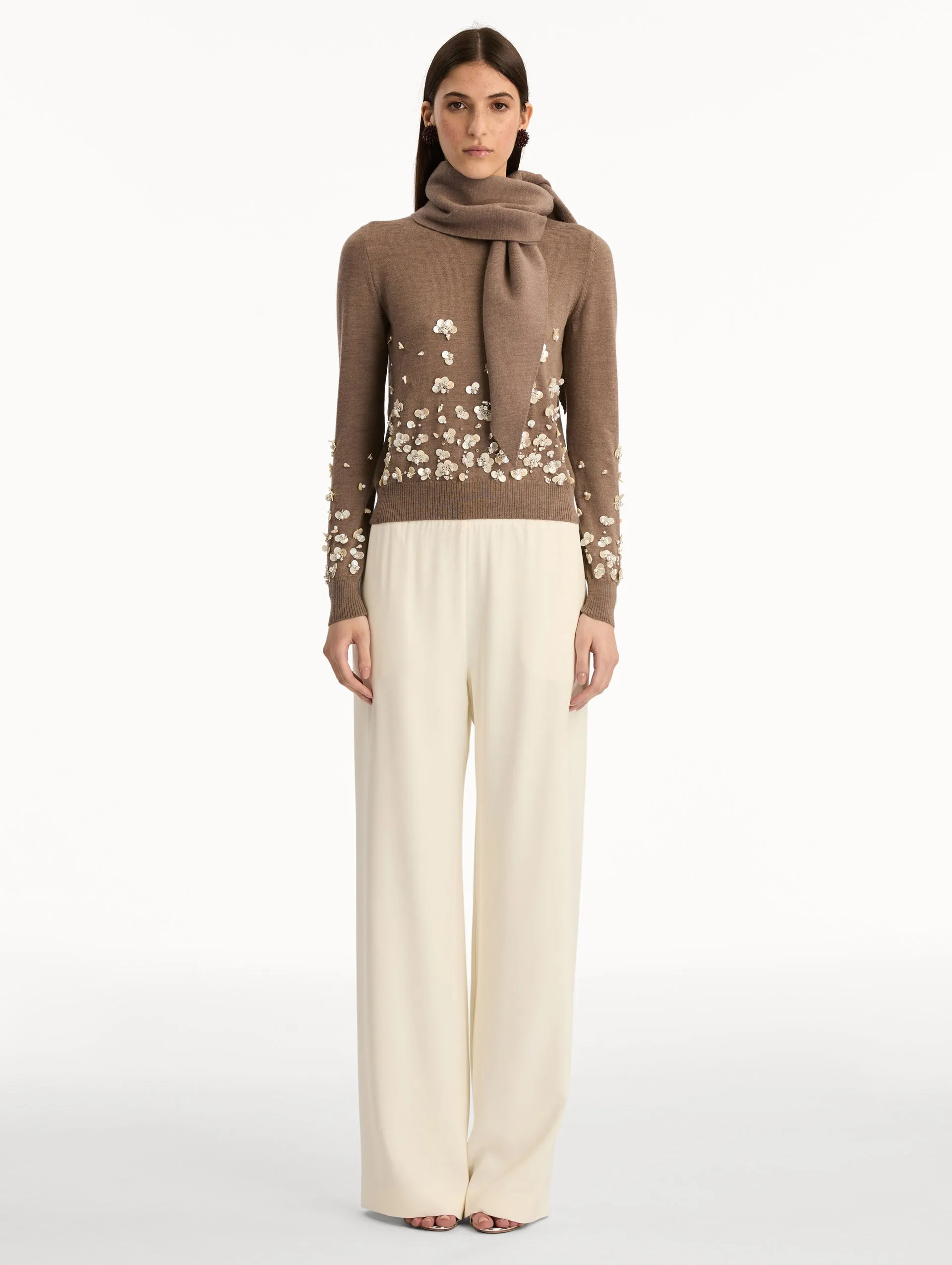 Mother of Pearl Embroidered Pullover with Scarf sold by Oscar de la Renta product image thumbnail 3