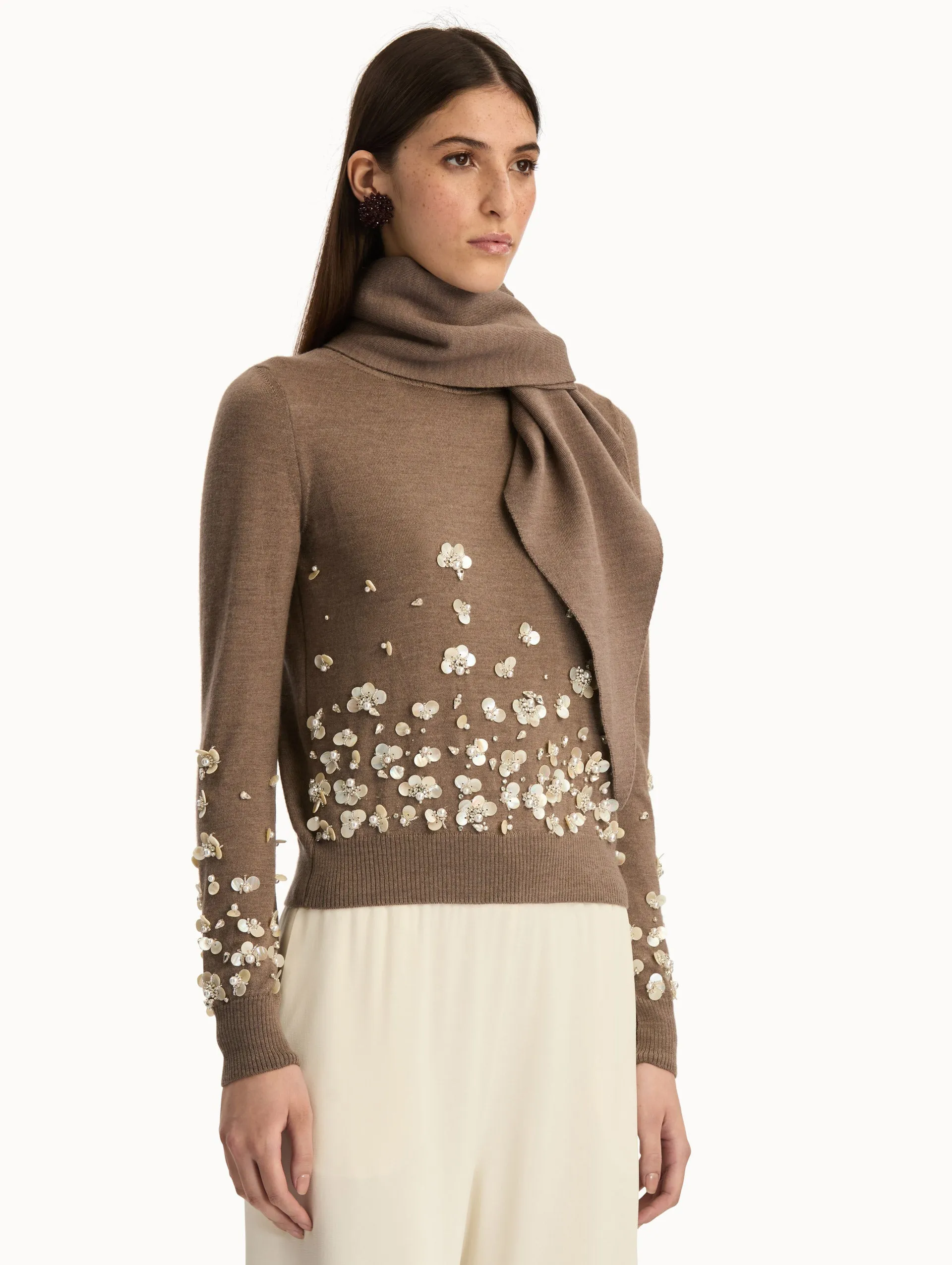 Mother of Pearl Embroidered Pullover with Scarf sold by Oscar de la Renta product image thumbnail 5