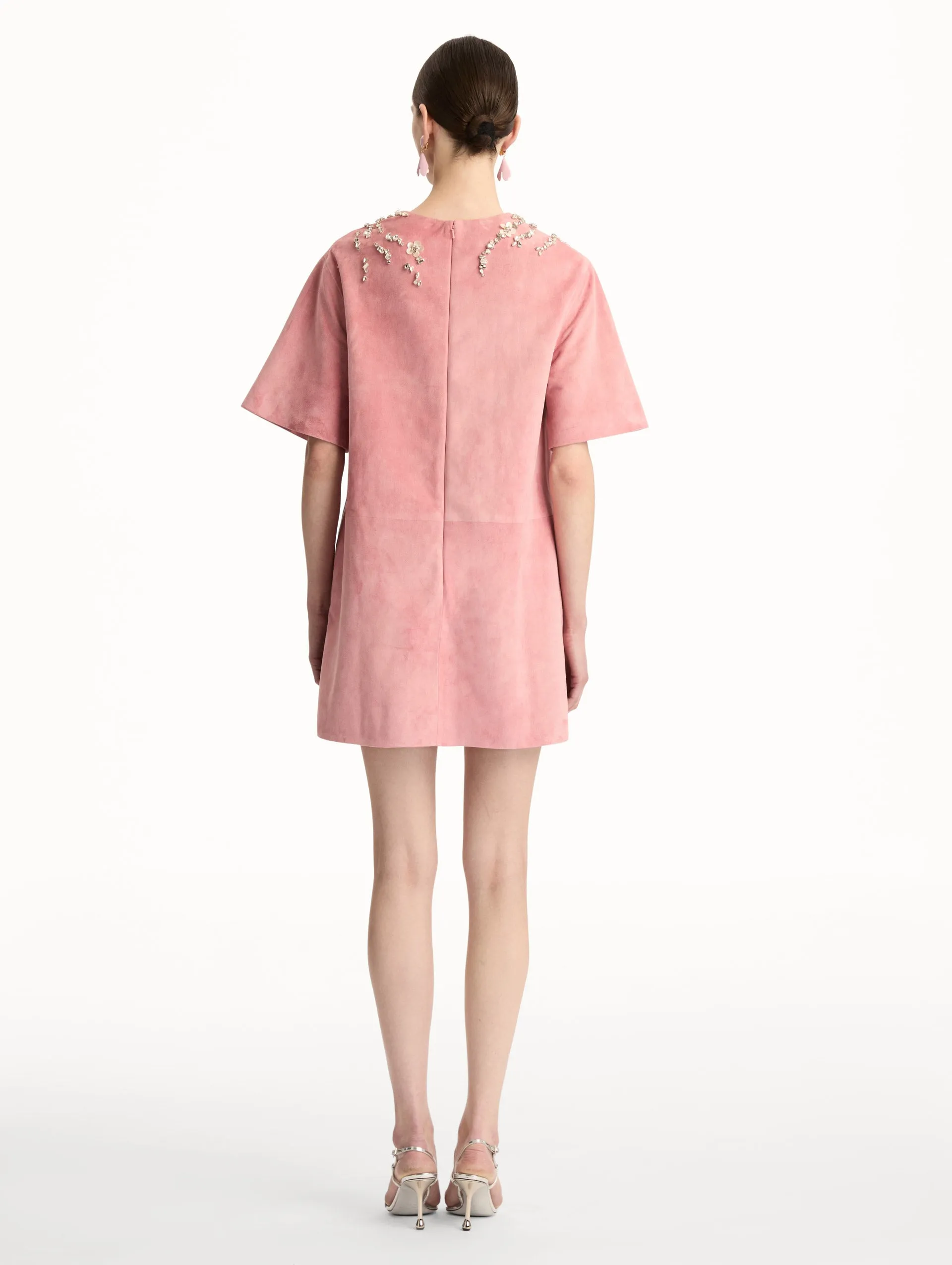 Crystal Necklace Embroidered Suede Dress sold by Oscar de la Renta product image thumbnail 3