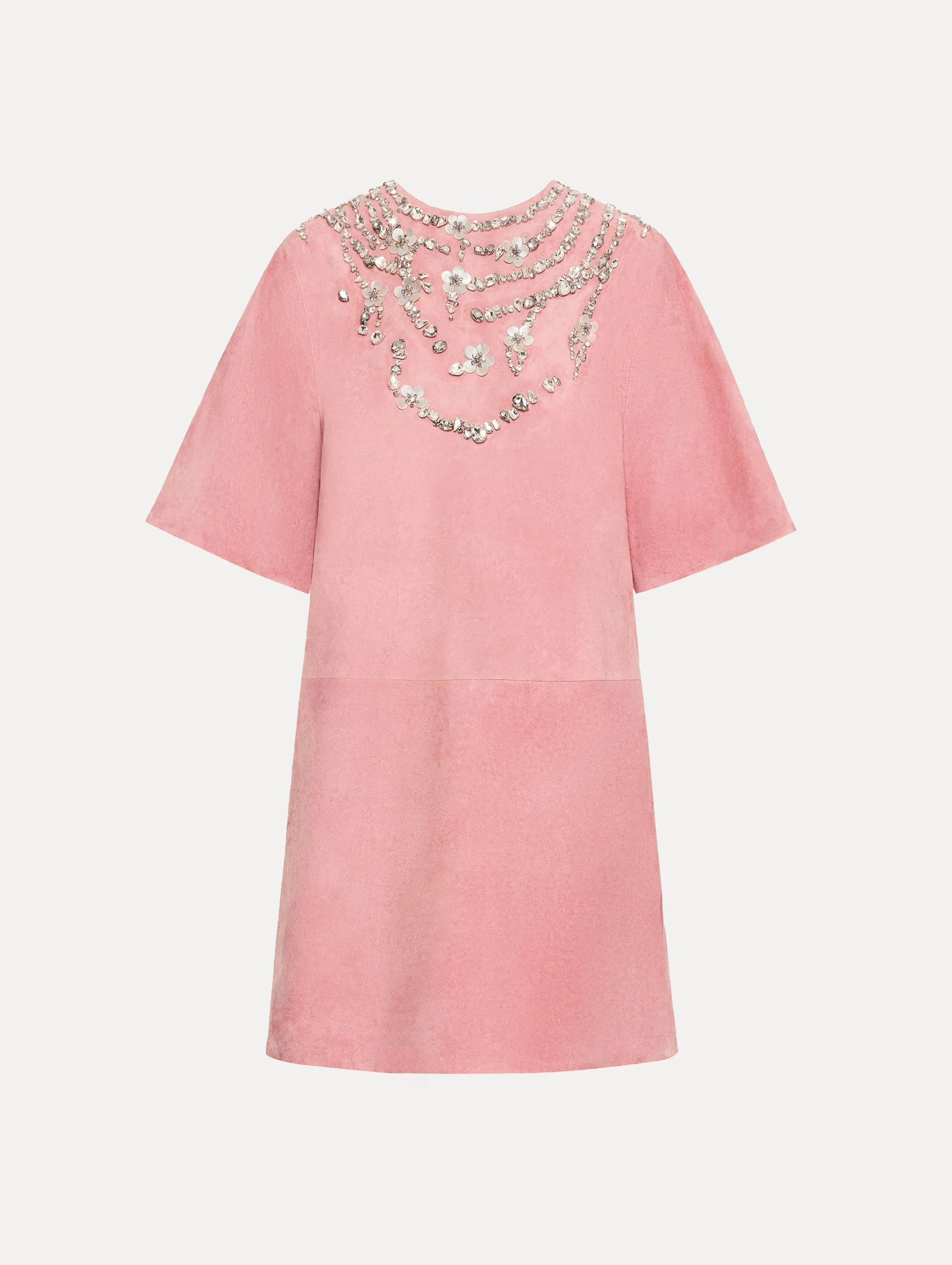 Crystal Necklace Embroidered Suede Dress sold by Oscar de la Renta