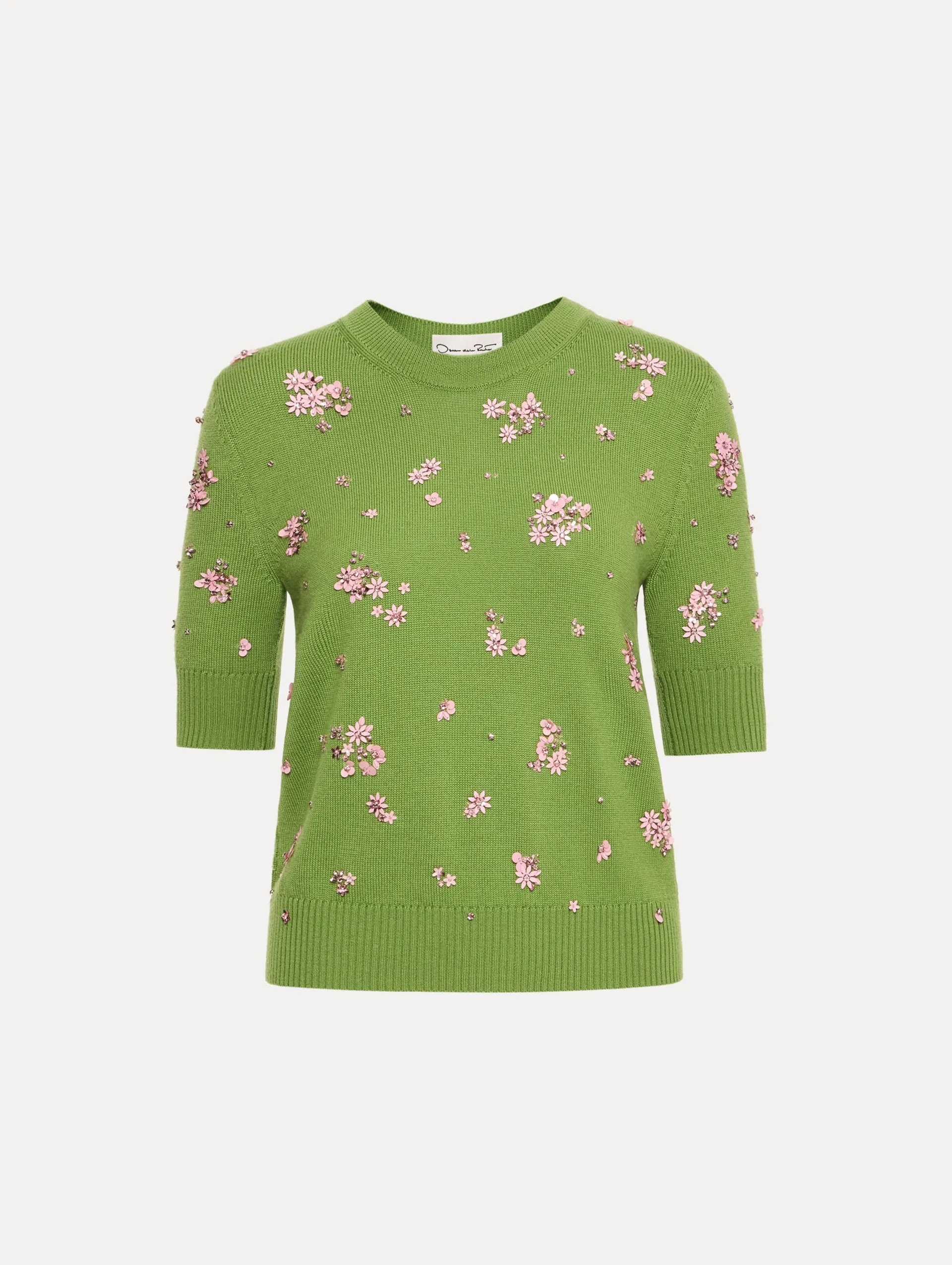 Crystal Cluster Embroidered Pullover sold by Oscar de la Renta