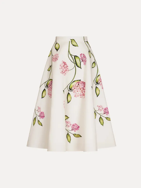 Porcelain Flower Cotton Poplin Skirt made by Oscar de la Renta