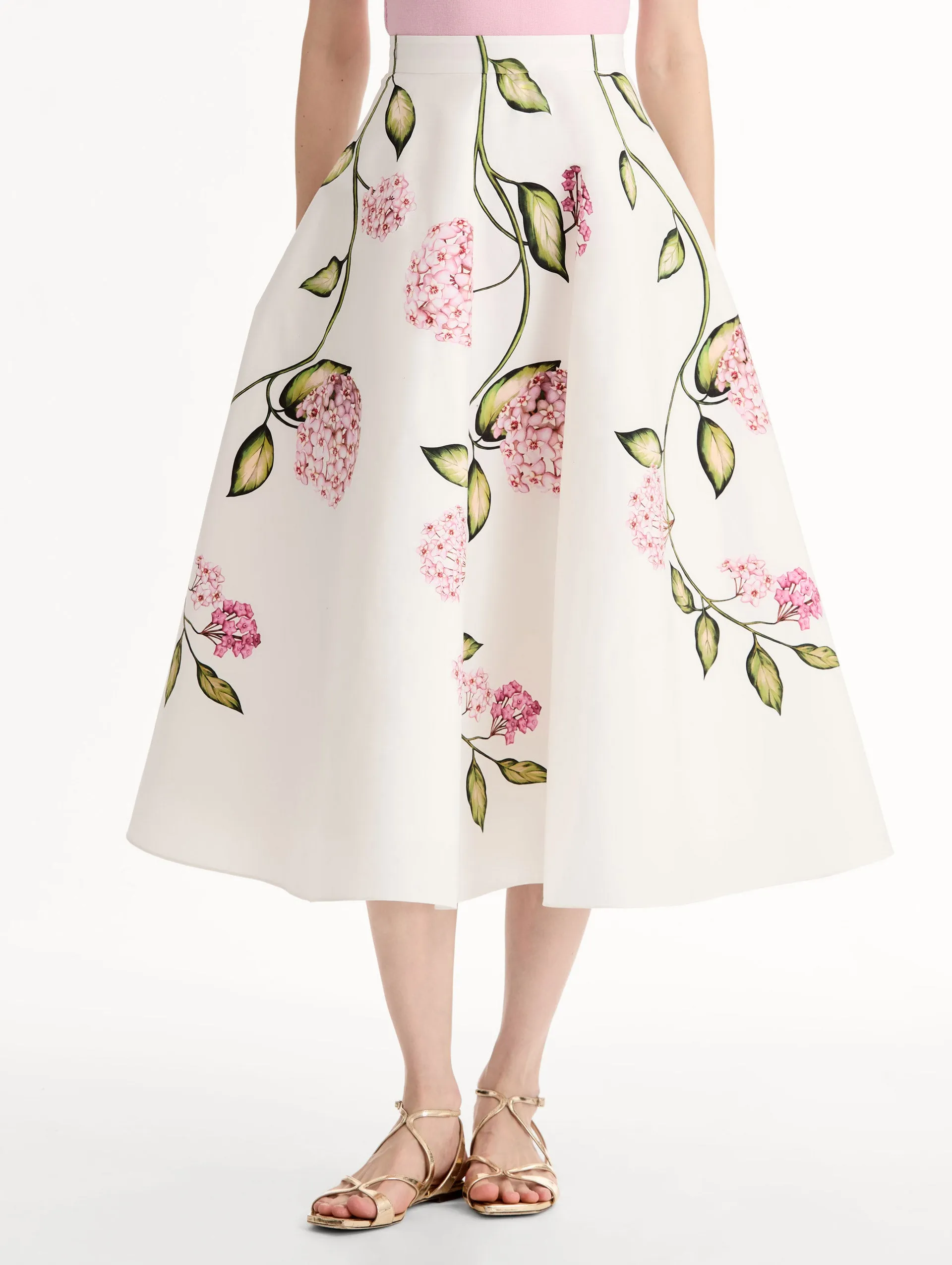 Porcelain Flower Cotton Poplin Skirt sold by Oscar de la Renta product image thumbnail 3