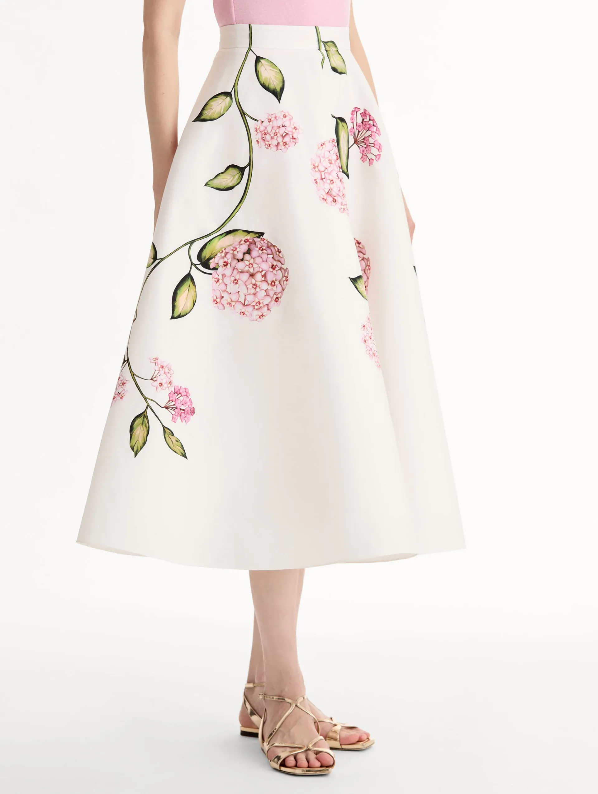 Porcelain Flower Cotton Poplin Skirt sold by Oscar de la Renta product image thumbnail 5