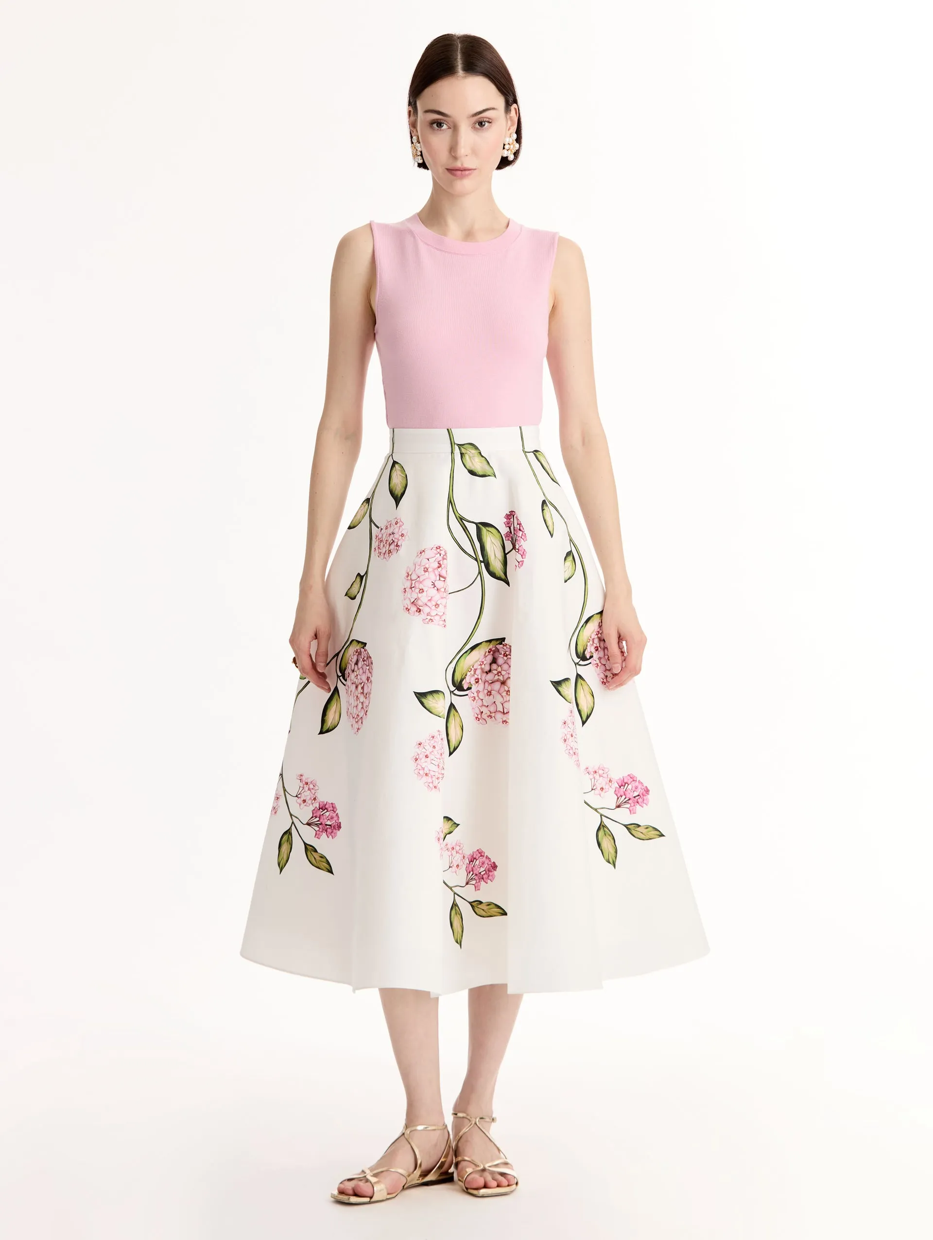 Porcelain Flower Cotton Poplin Skirt sold by Oscar de la Renta product image thumbnail 2
