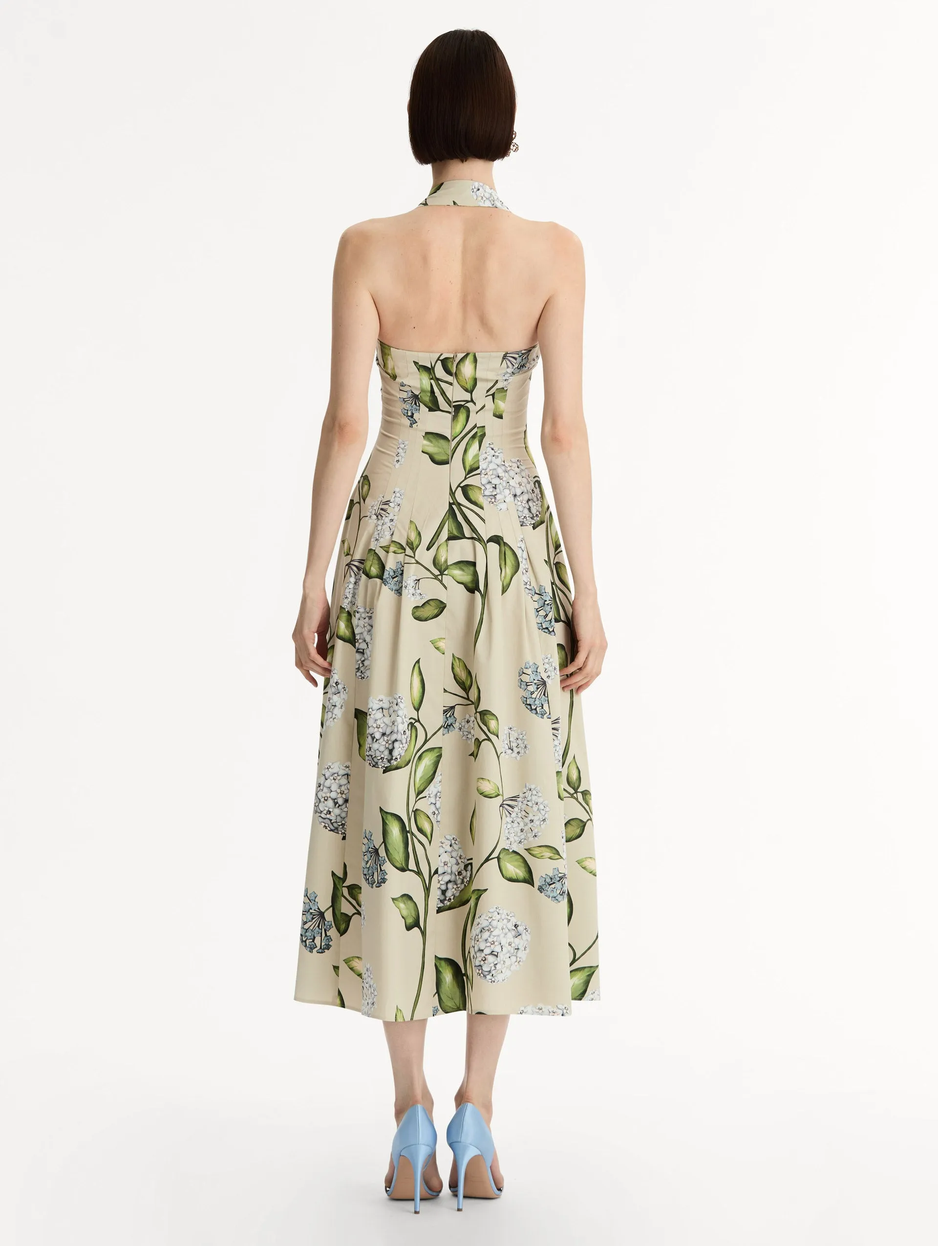 Porcelain Flower Cotton Poplin Halter Dress sold by Oscar de la Renta product image thumbnail 3