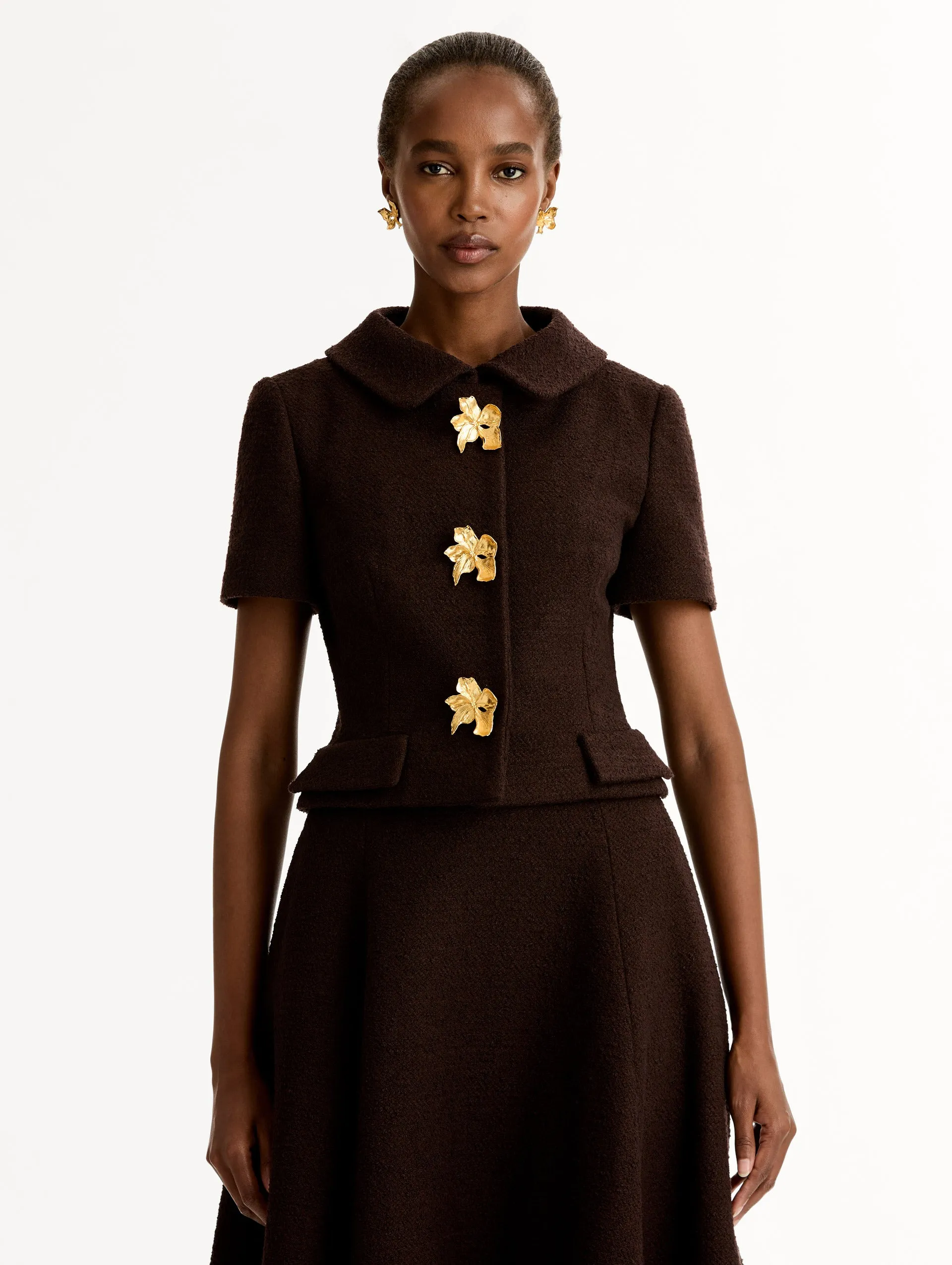 Cyclamen Button Tweed Jacket sold by Oscar de la Renta product image thumbnail 2