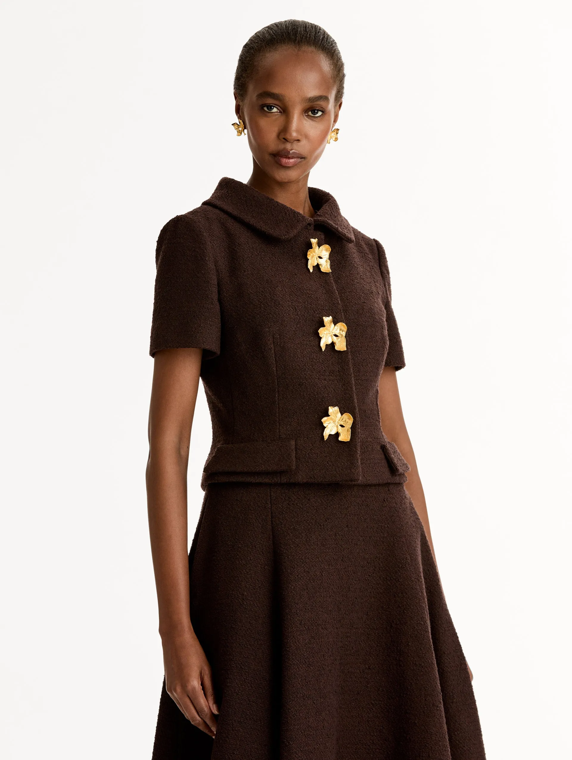 Cyclamen Button Tweed Jacket sold by Oscar de la Renta product image thumbnail 5
