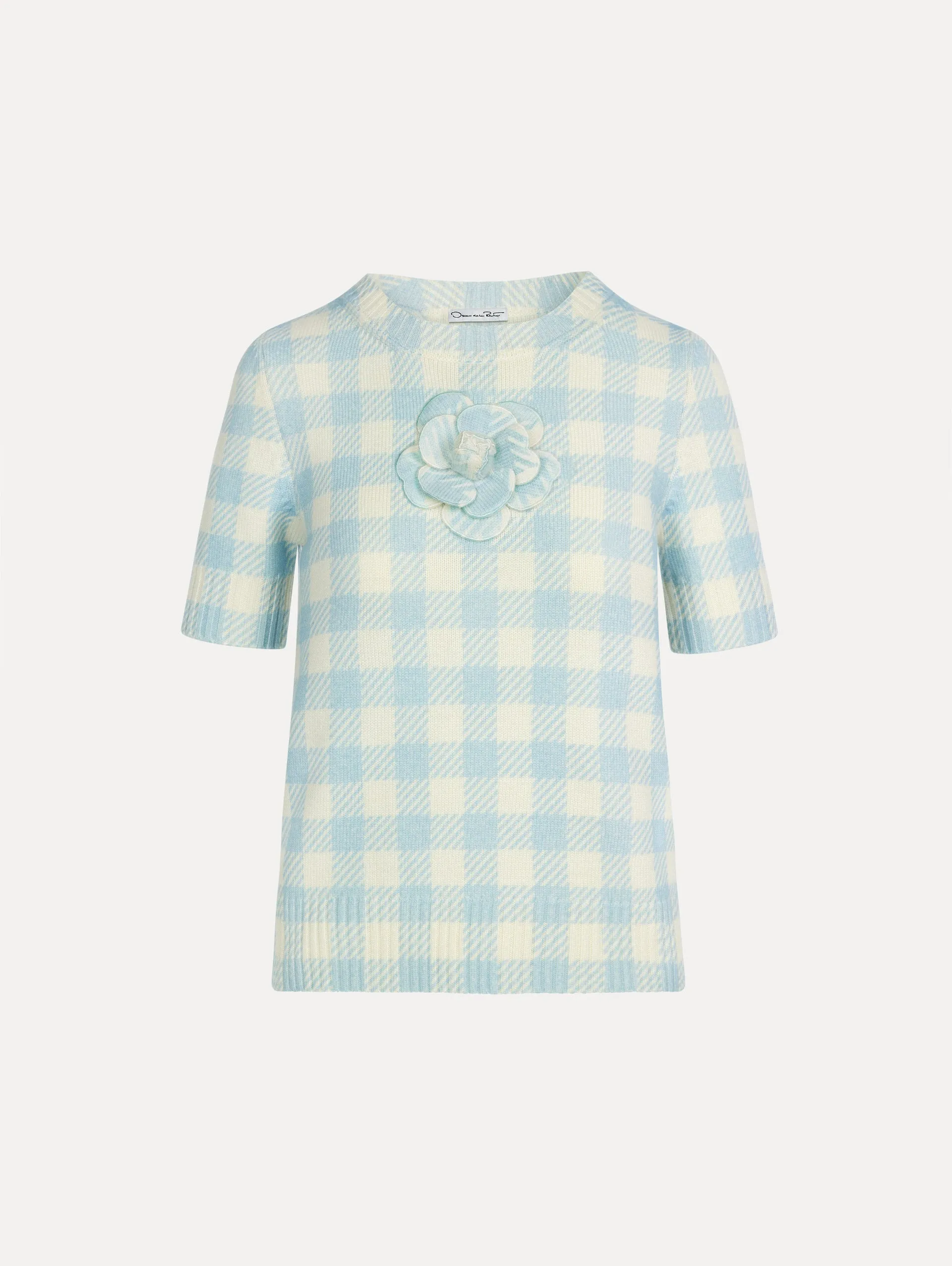 Gingham Pullover with Floral Appliqué sold by Oscar de la Renta
