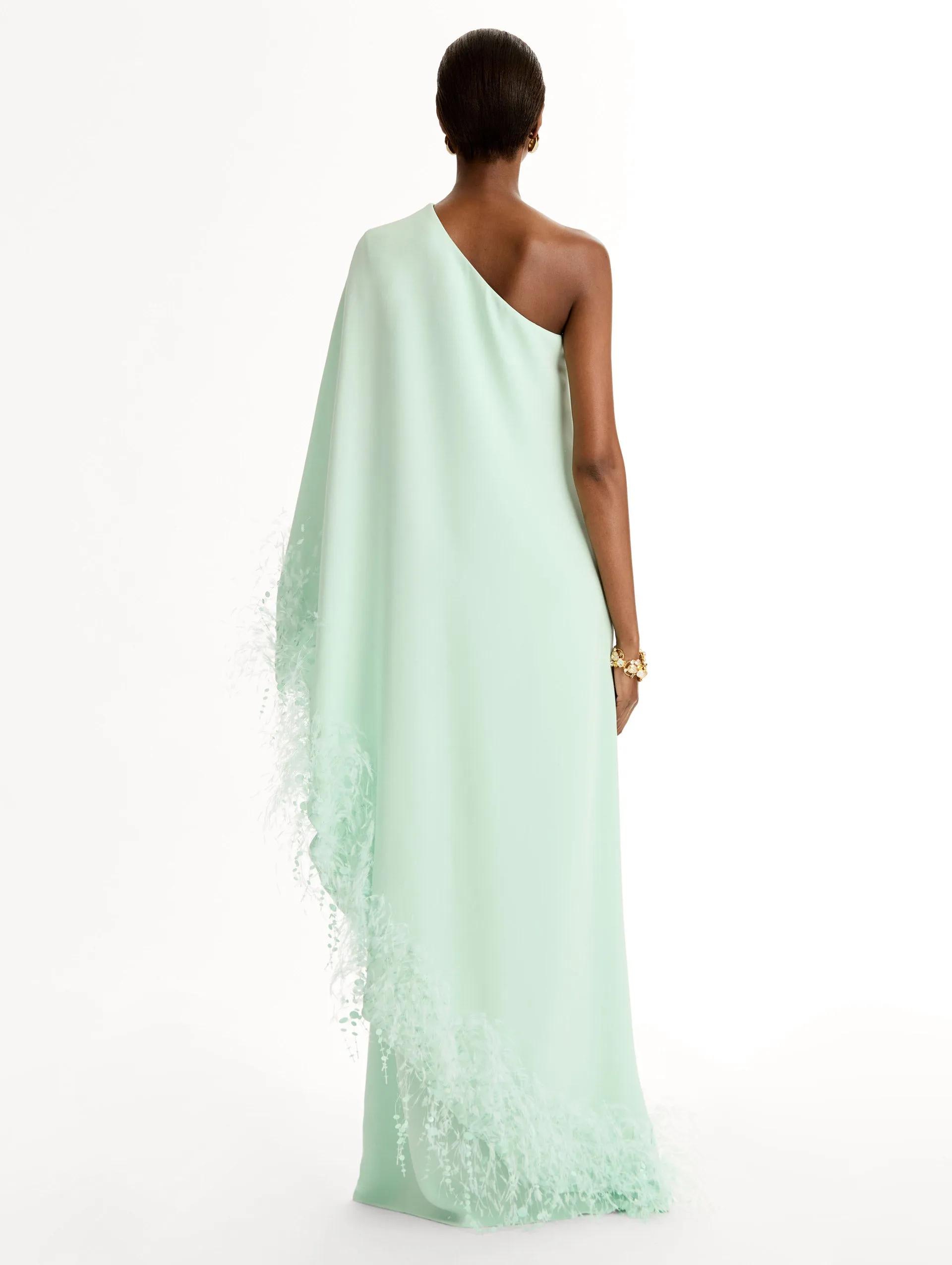 Point d’Esprit Feather Embroidered Caftan sold by Oscar de la Renta product image thumbnail 3