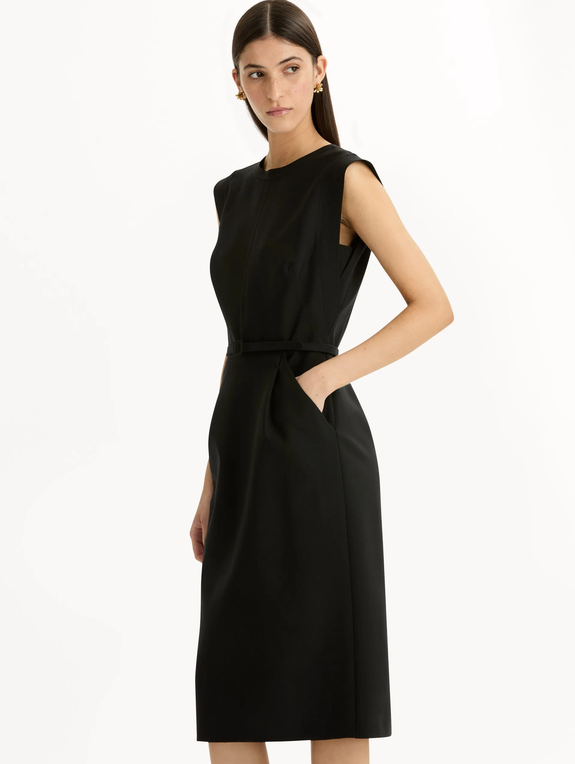 Stitch-Detailed Wool-Blend Pencil Dress sold by Oscar de la Renta product image thumbnail 5