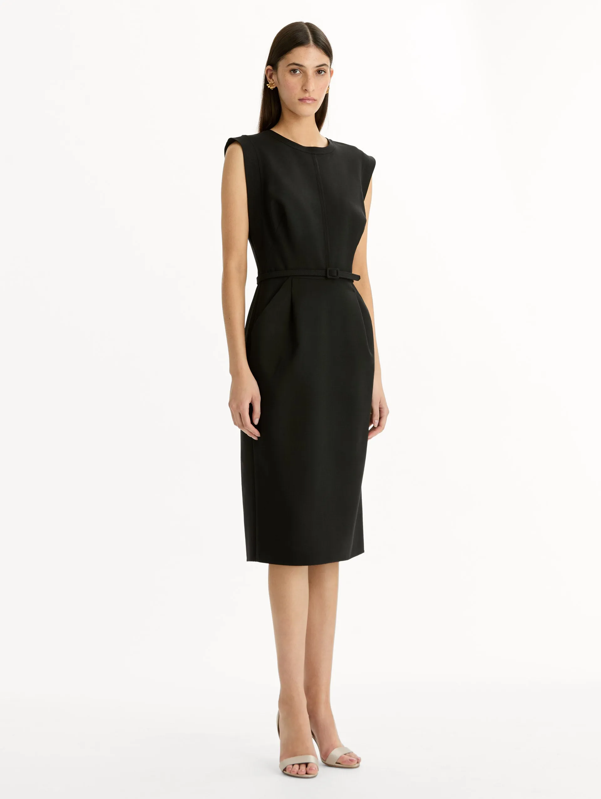 Stitch-Detailed Wool-Blend Pencil Dress sold by Oscar de la Renta product image thumbnail 4