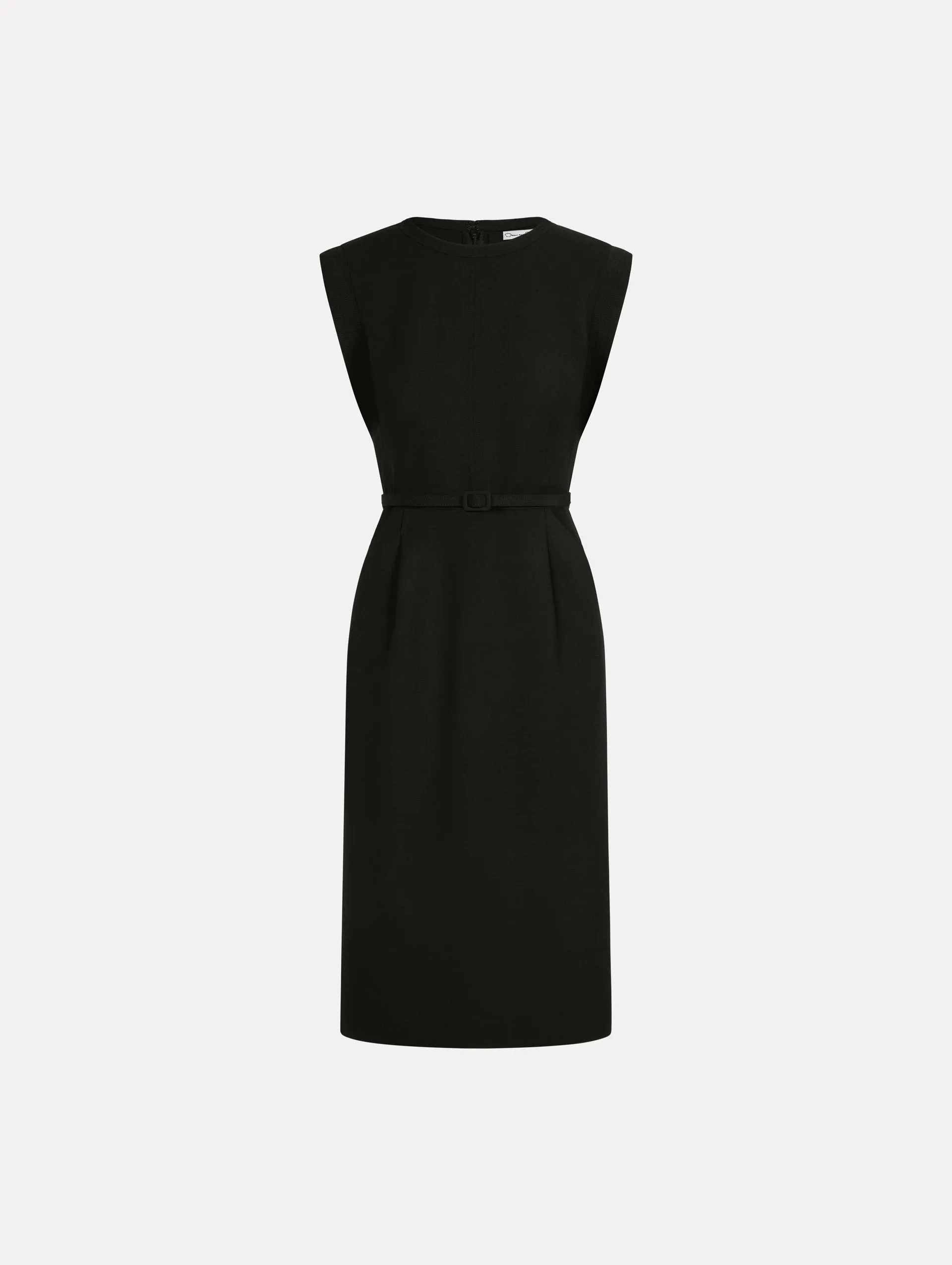 Stitch-Detailed Wool-Blend Pencil Dress sold by Oscar de la Renta
