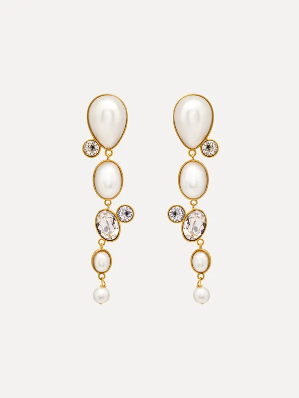 Pearls & Rhinestones Drop Clip-On Earrings sold by Oscar de la Renta