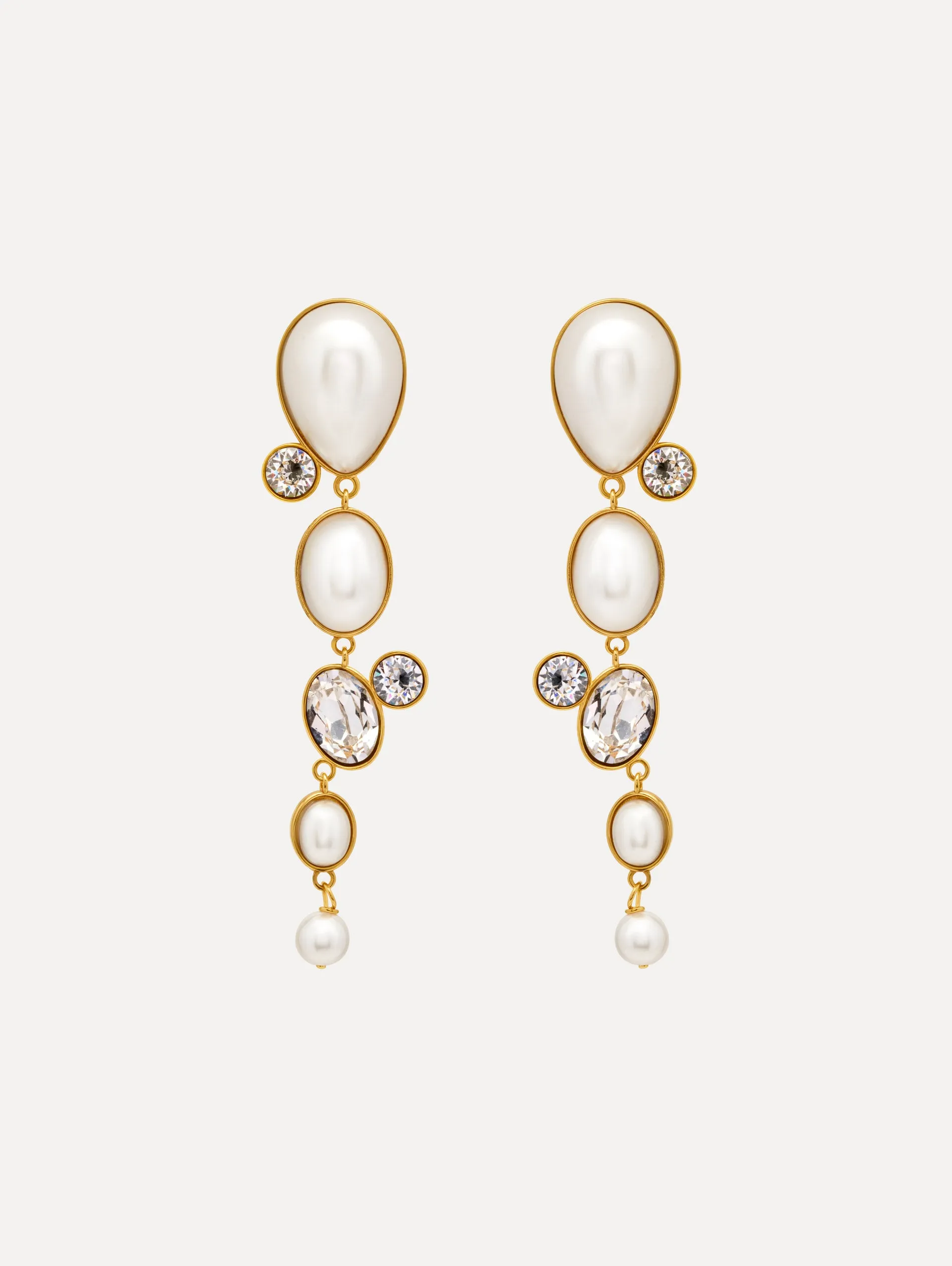 Pearls & Rhinestones Drop Clip-On Earrings sold by Oscar de la Renta