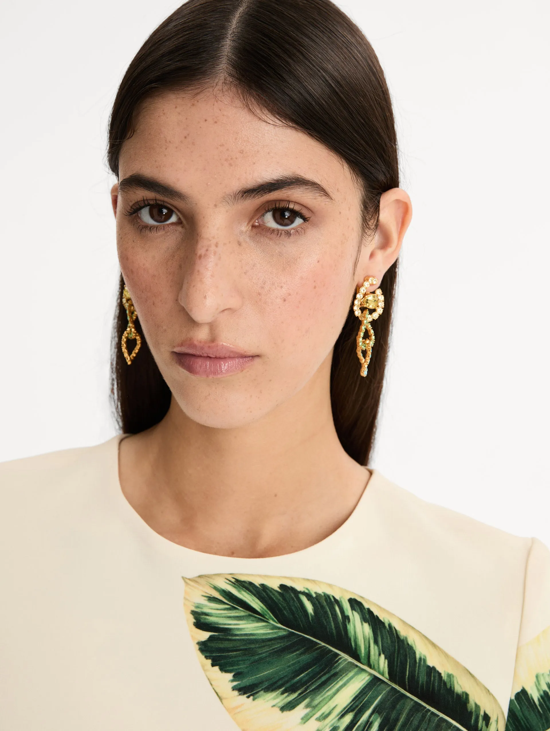 Rhinestone Chain-Link Clip-On Earrings sold by Oscar de la Renta product image thumbnail 2