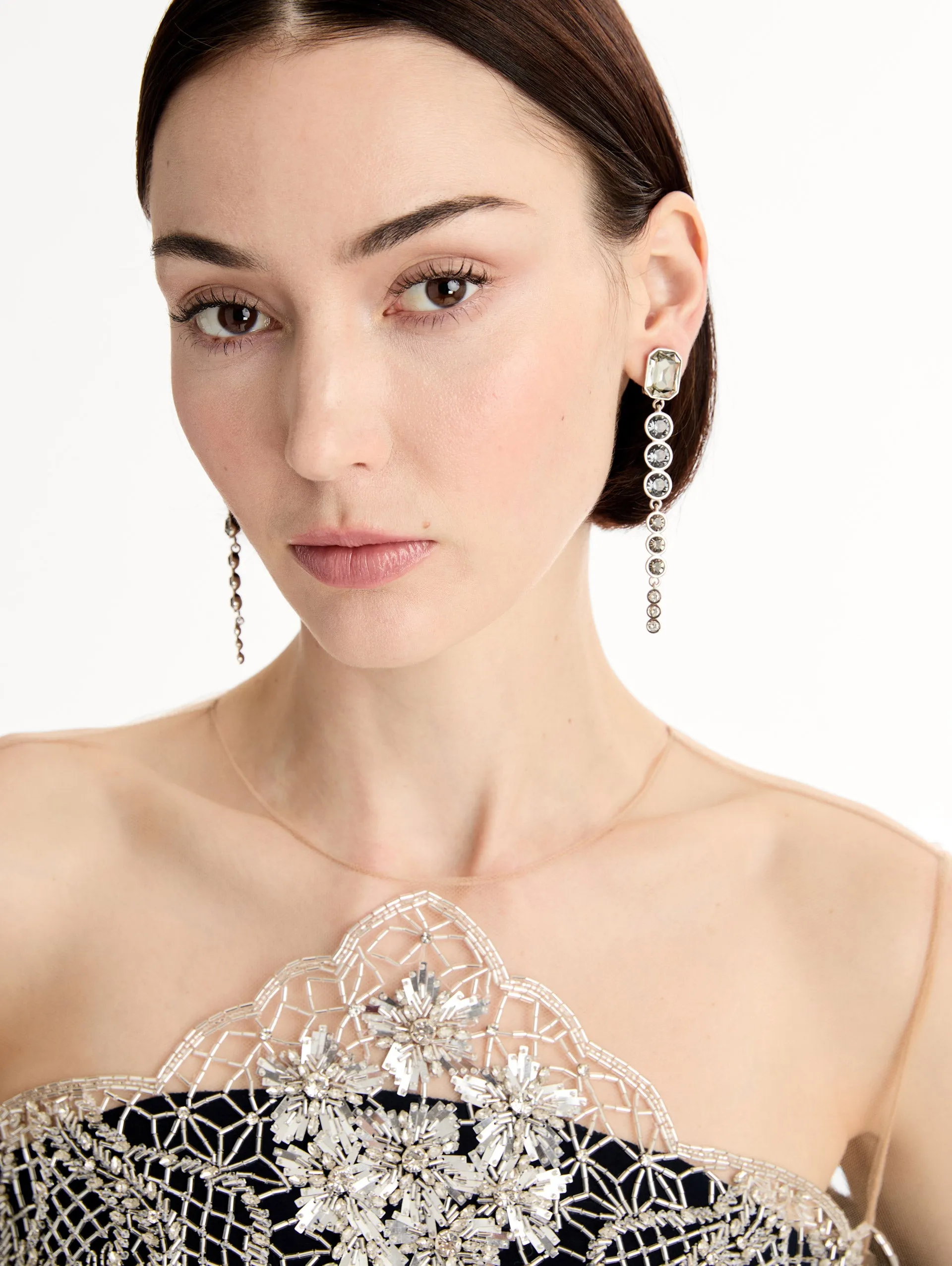 Cascading Mixed-Stone Drop Clip-On Earrings sold by Oscar de la Renta product image thumbnail 2