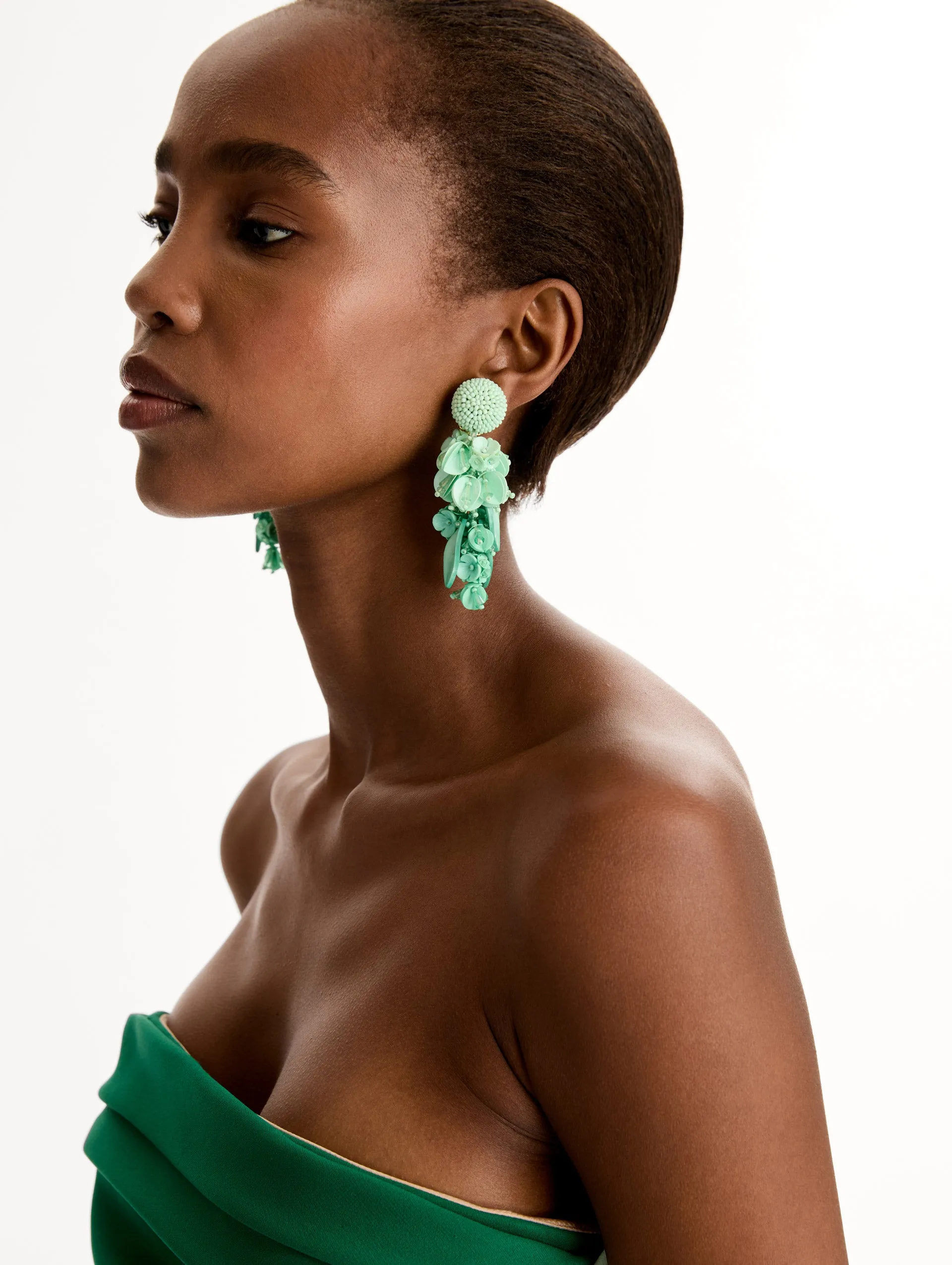 Cascading Petal Drop Clip-On Earrings sold by Oscar de la Renta product image thumbnail 2