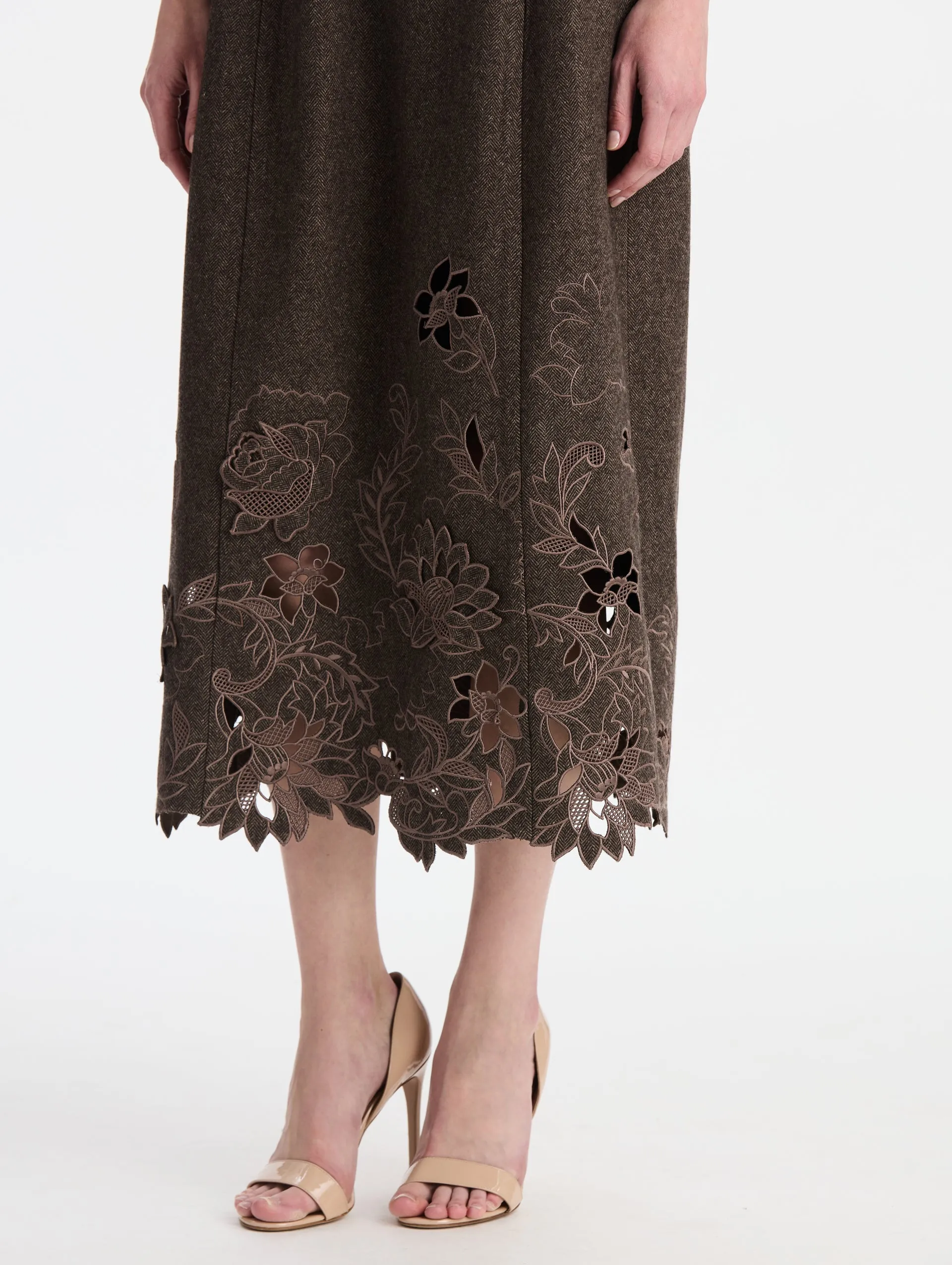 Peony Cutout Twill Herringbone Dress sold by Oscar de la Renta product image thumbnail 4