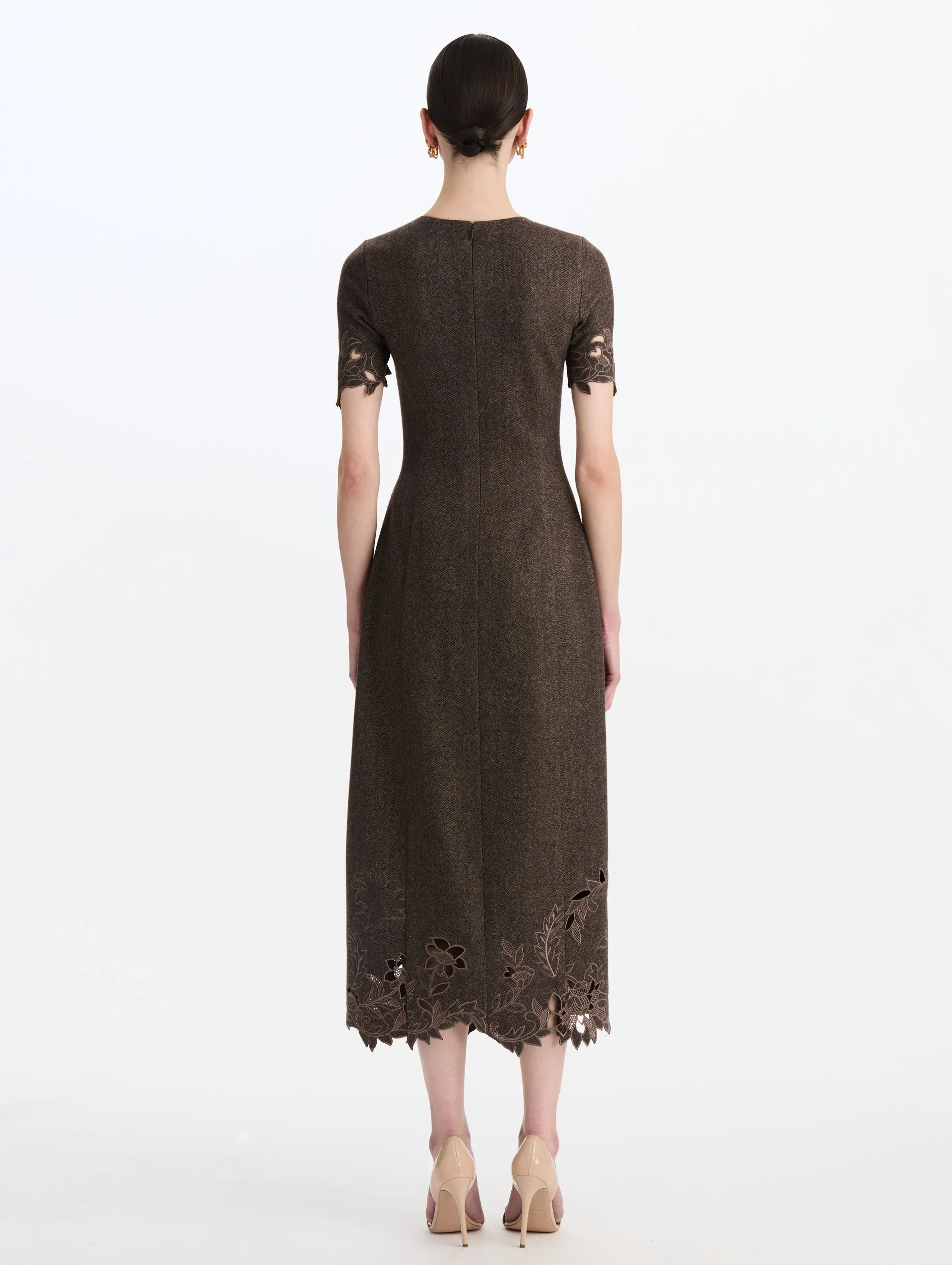 Peony Cutout Twill Herringbone Dress sold by Oscar de la Renta product image thumbnail 2