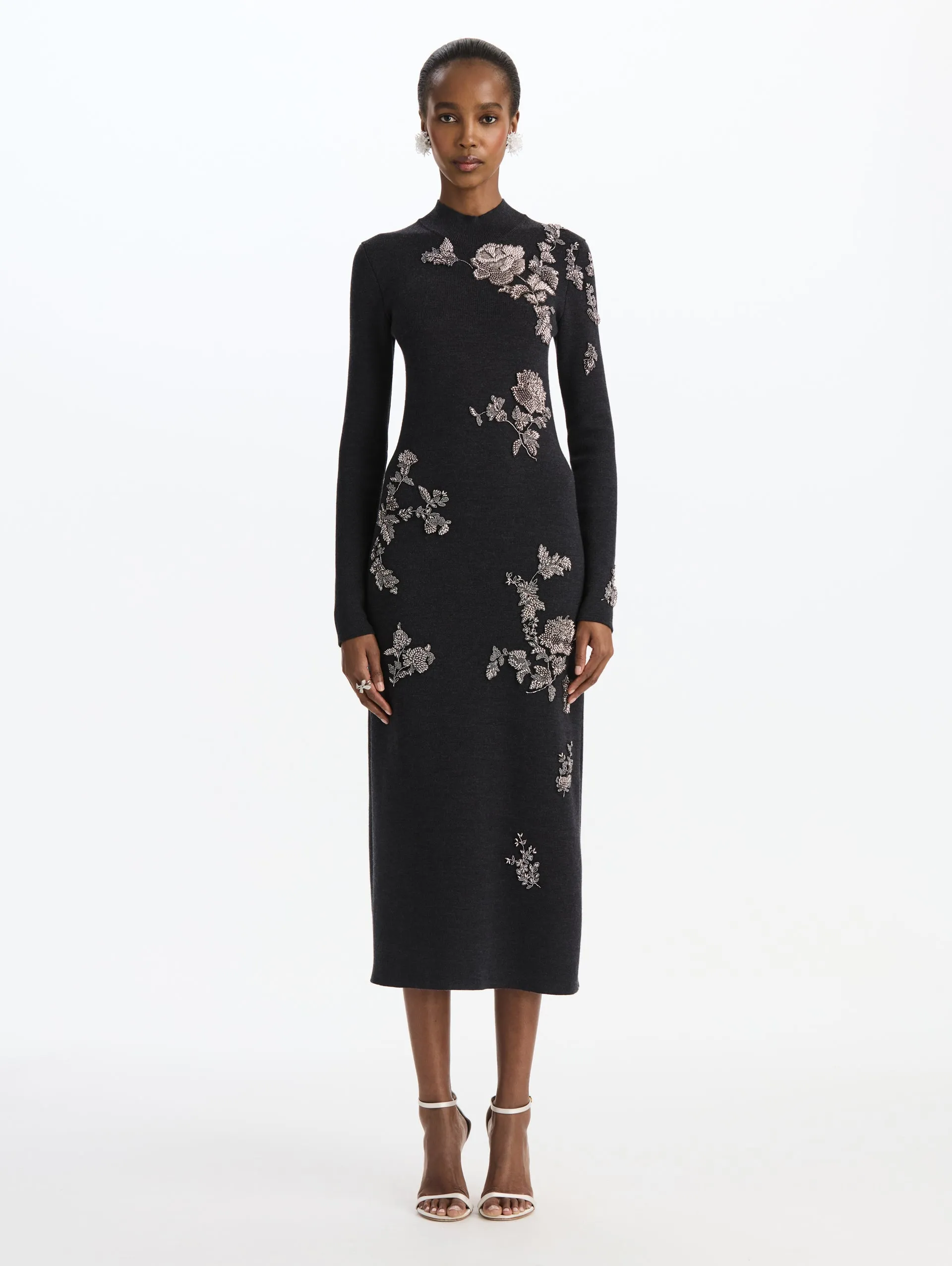 Beaded Floral Embroidered Knit Dress sold by Oscar de la Renta