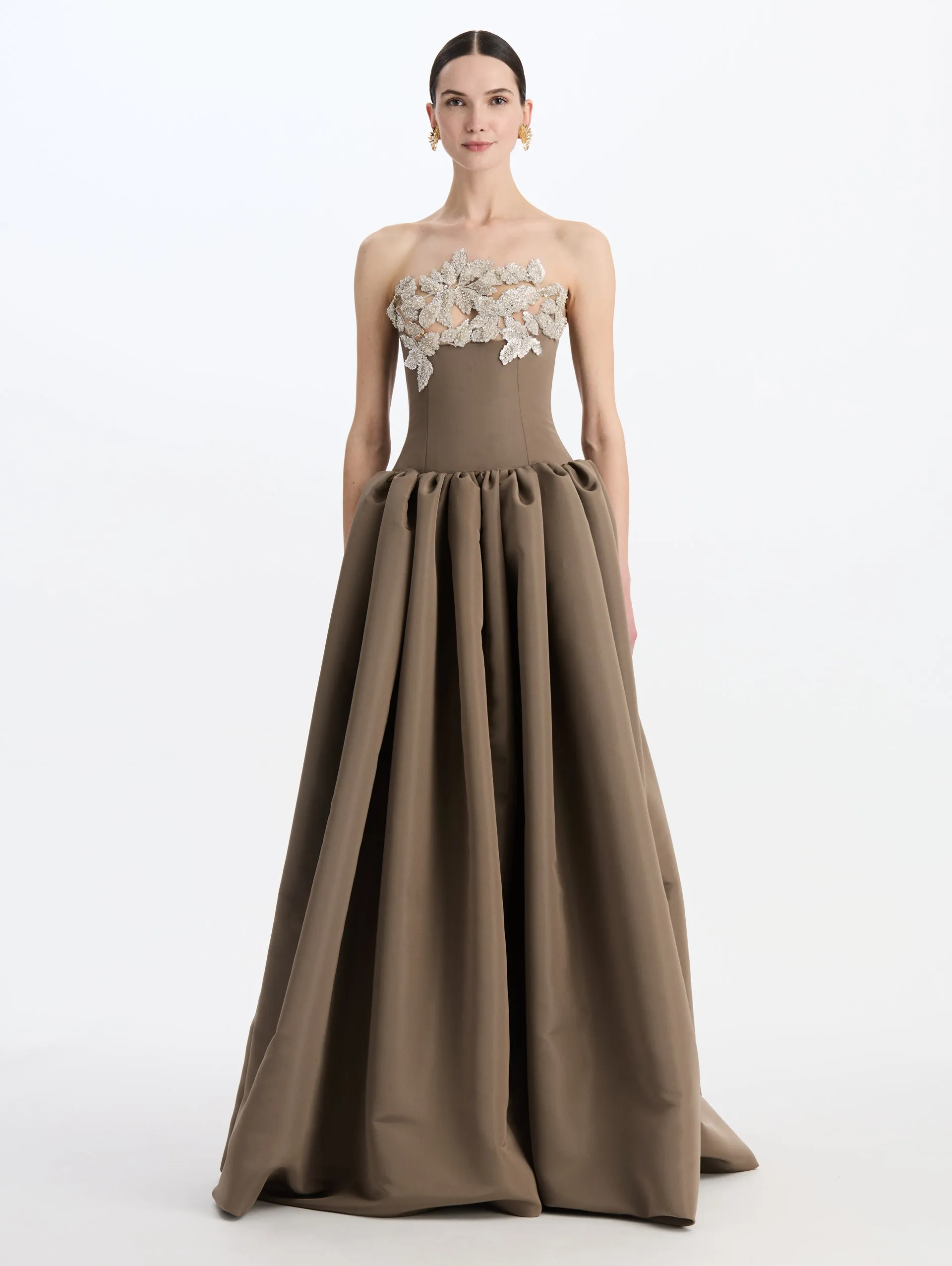 Beaded Sequin Leaf Embroidered Gown sold by Oscar de la Renta