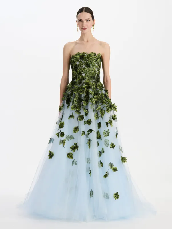 Maple Leaf Appliqué Gown made by Oscar de la Renta