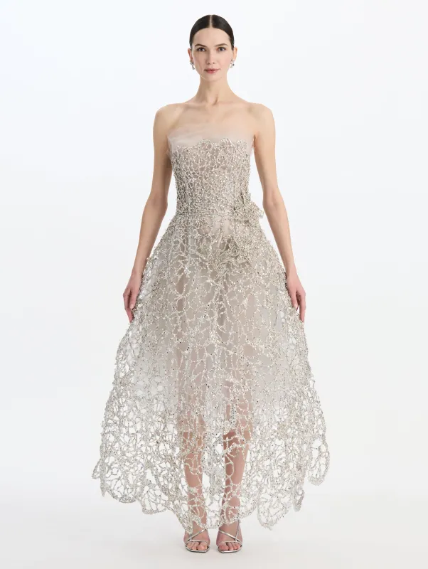 Crystal Leaves Embroidered Gown made by Oscar de la Renta