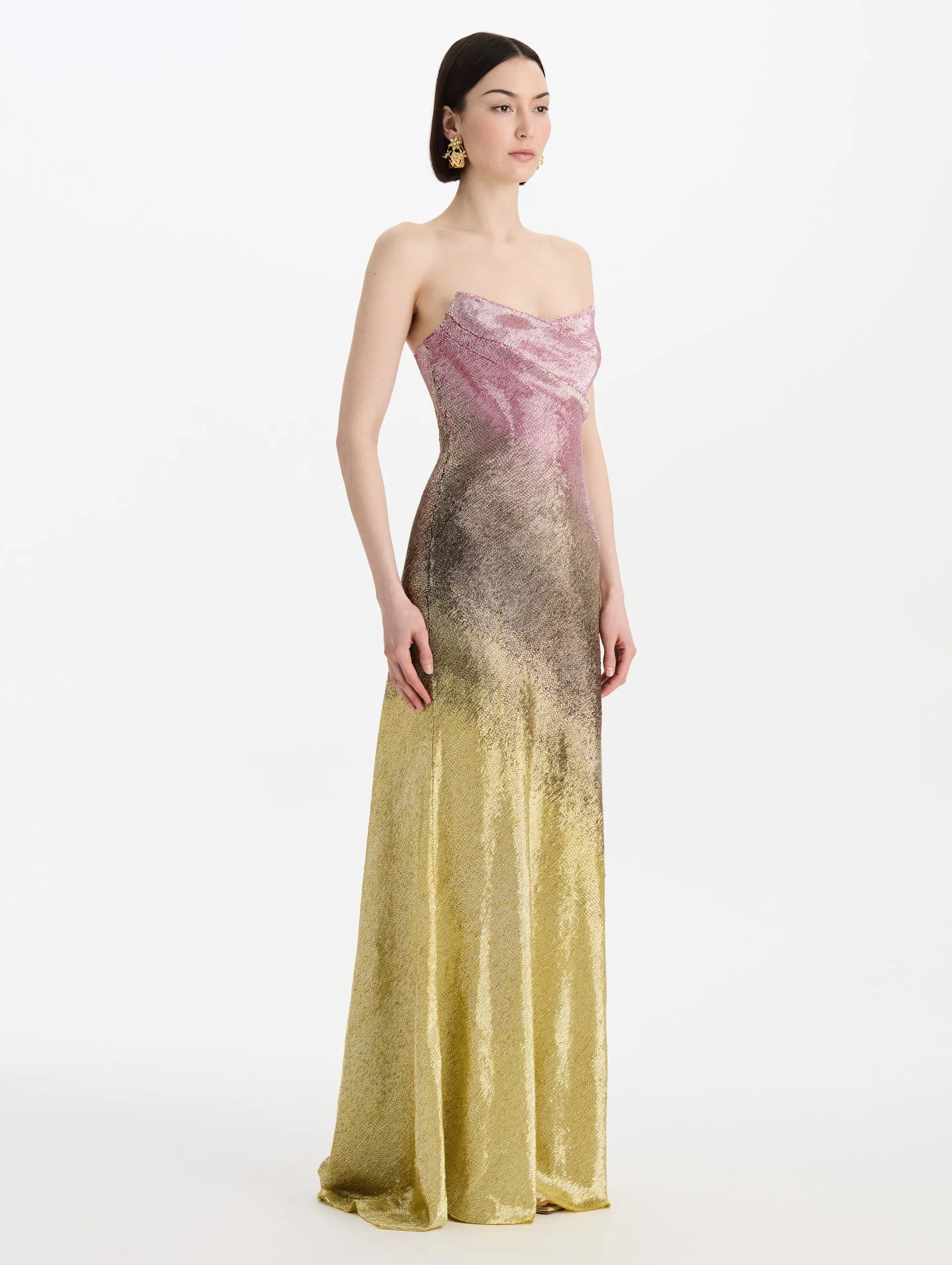 Beaded Sequin Moiré Ombré Gown sold by Oscar de la Renta product image thumbnail 3