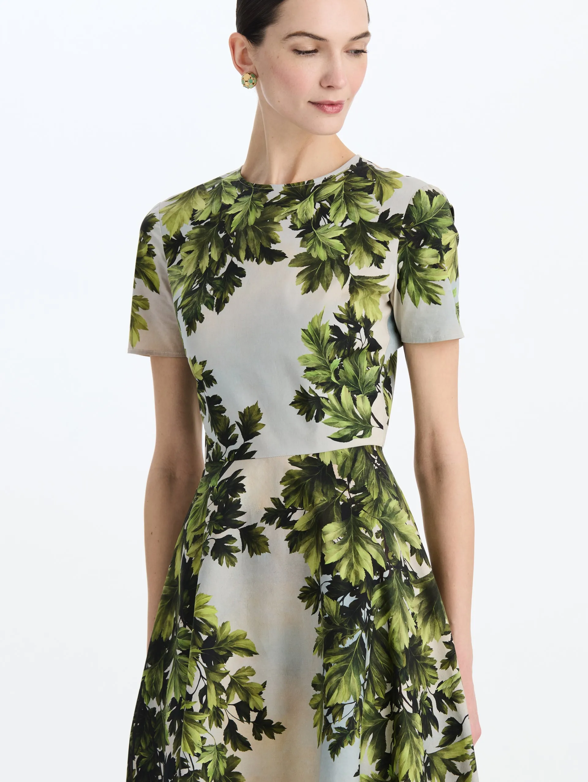 Maple Leaves Cotton Poplin Dress sold by Oscar de la Renta product image thumbnail 4